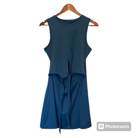 Halara Backless Cut Out Blue Dress Blue Bayou-Oxford Women's XL Make It Fun - Picture 2 of 6